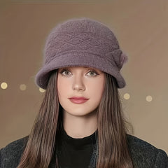 Thick Knitted Winter Hat for Women, Warm Bucket Headwear Gift for Mother