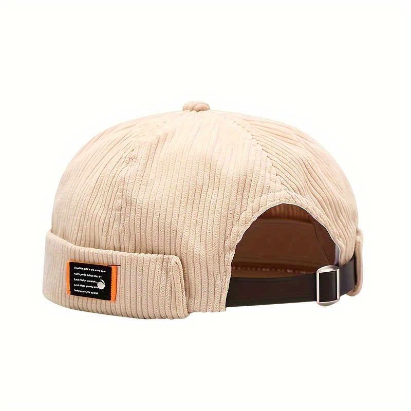 Retro Nylon Brimless Hats Solid Striped Beanie Cap