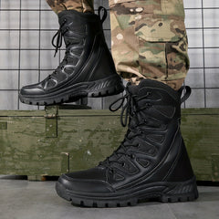Men's Rugged Combat Boots Casual Lace Up Walking Hiking Outdoor Shoes