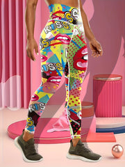 High Waist Yoga Pants with Butt Lifting, KISS Lips Print