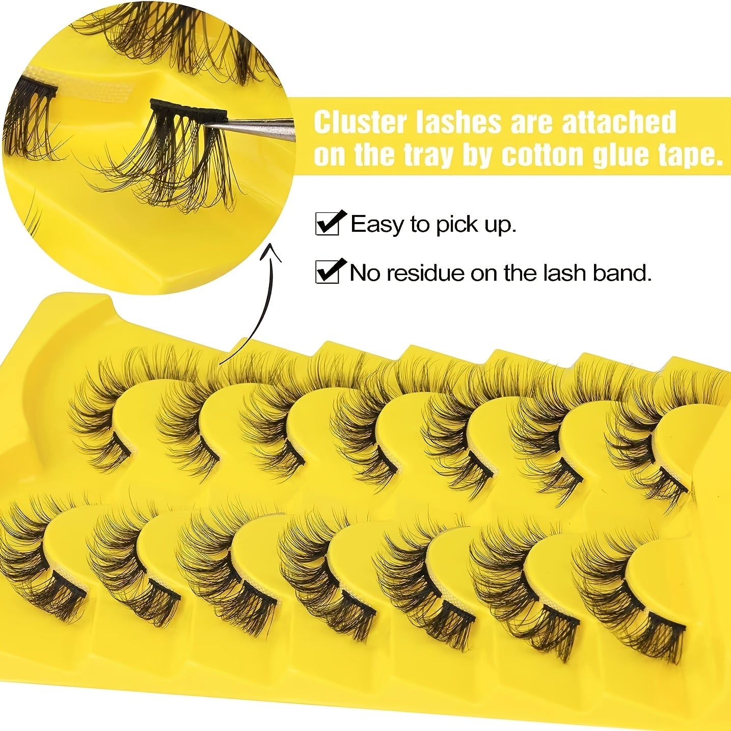 7 Pairs Natural Cluster Eyelashes Extensions 6-14mm Wispy Fluffy 3D Curly DIY