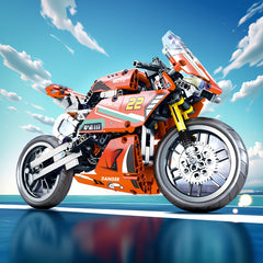 Sports Motorcycle Building Blocks Set Functional Suspension ABS Plastic