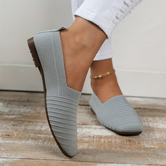 Women's Knitted Flat Shoes Soft Sole Slip-On Casual Non Slip Flats