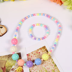 Cartoon Candy Beaded Necklace & Bracelet Set for Girls