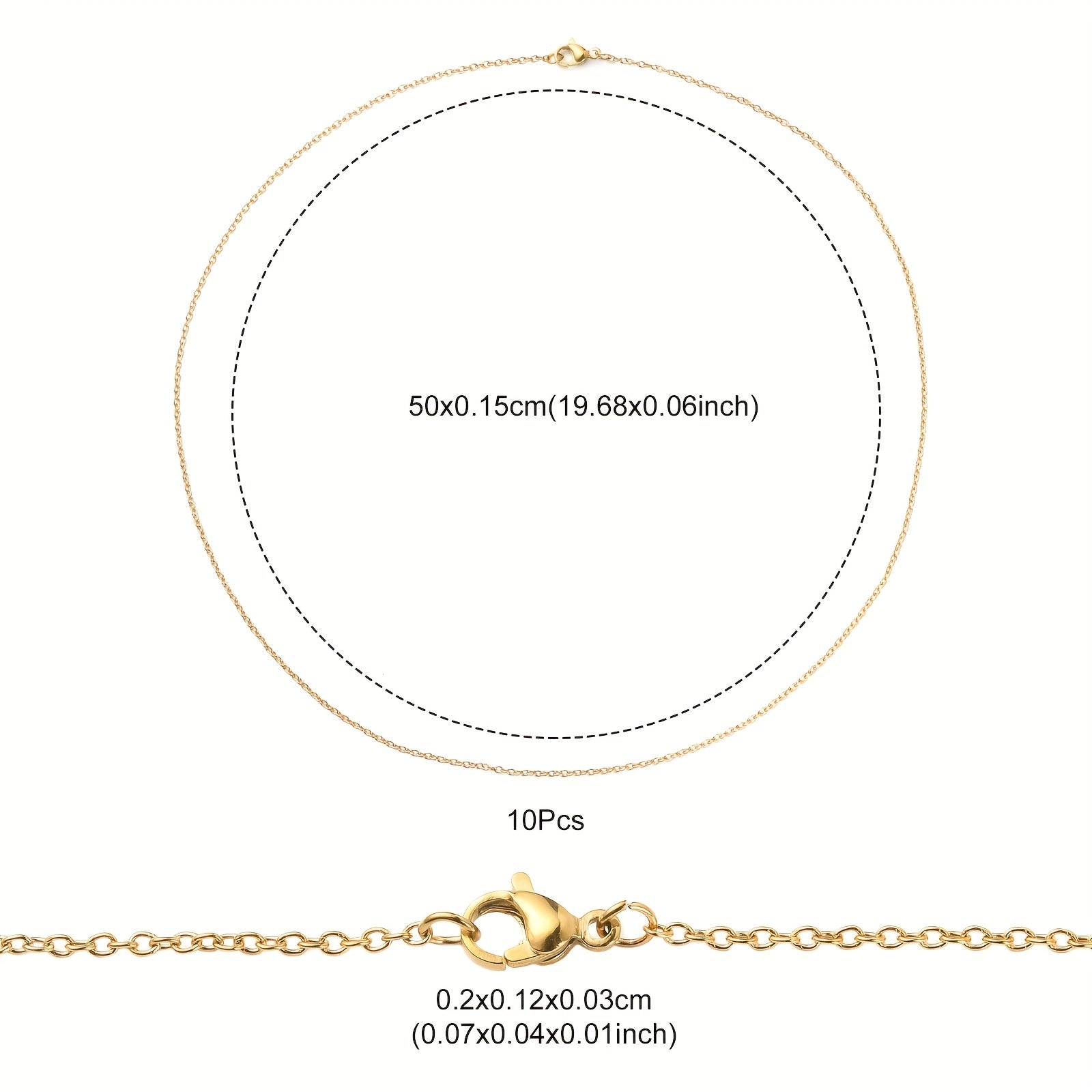 10pcs 304 Stainless Steel Chain Set DIY Necklace Jewelry Findings