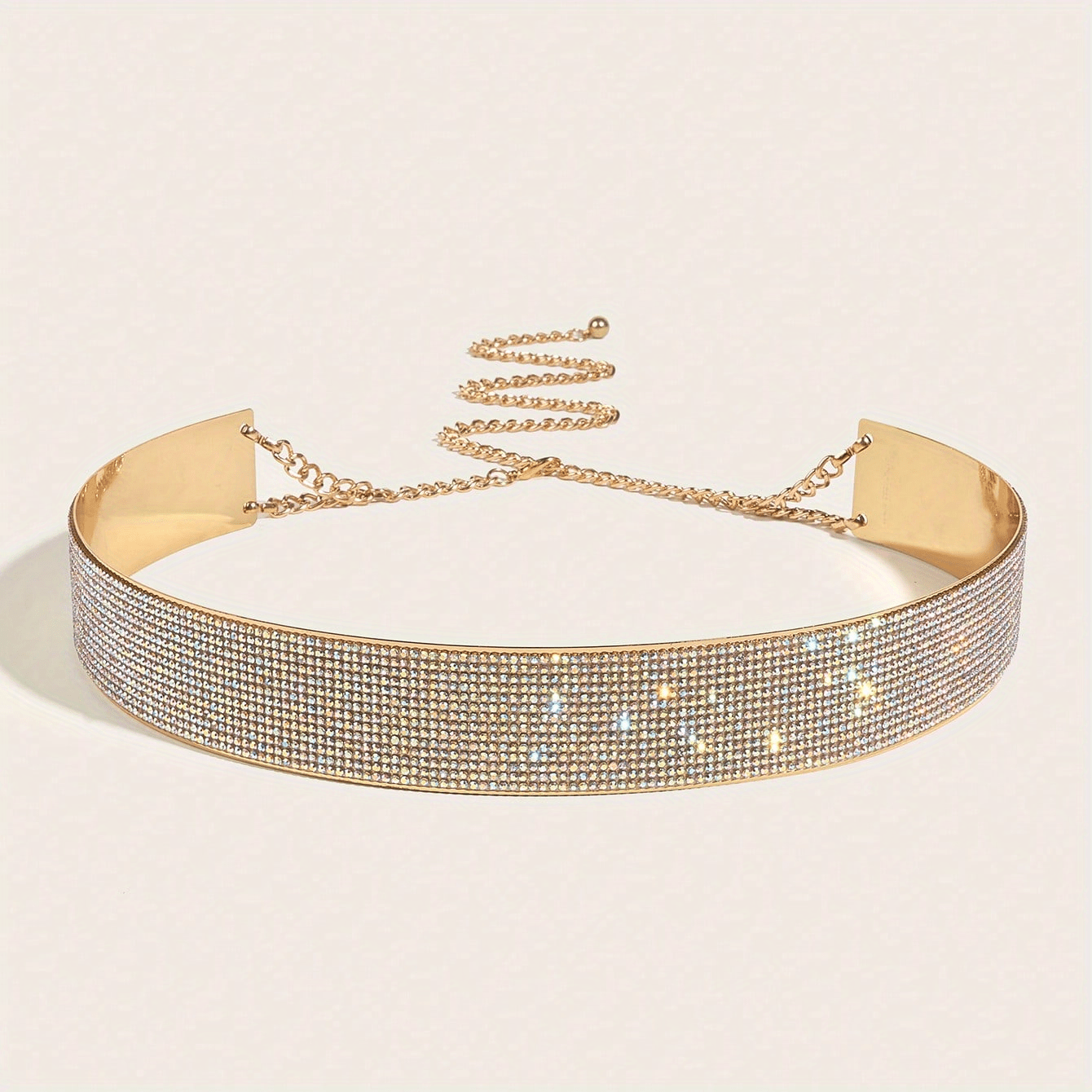 Rhinestone Punk Belt Chain Metal