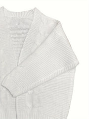 Cable Long Sleeve Open Front Cardigan