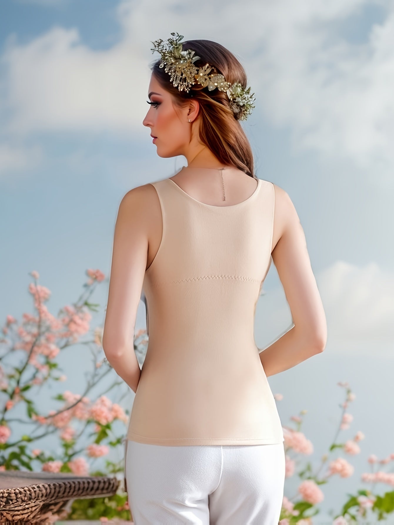 Front Buckle Sleeveless Thermal Underwear Top Women's Lingerie