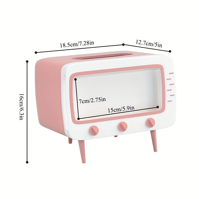 TV Shaped Tissue Storage Box Mobile Phone Holder