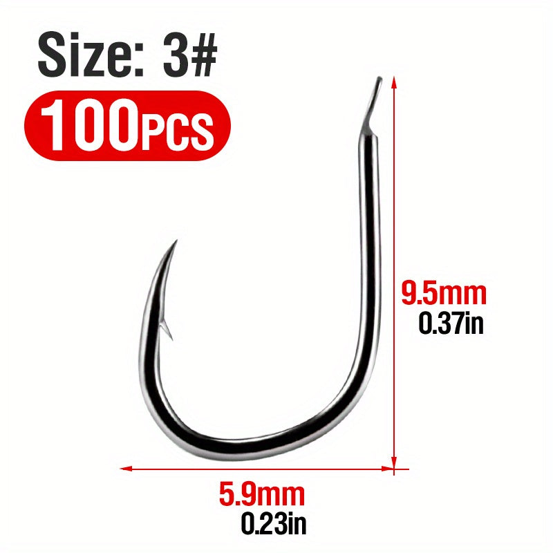 100pcs Durable Fishing Hooks for Jigging and Carp Fishing