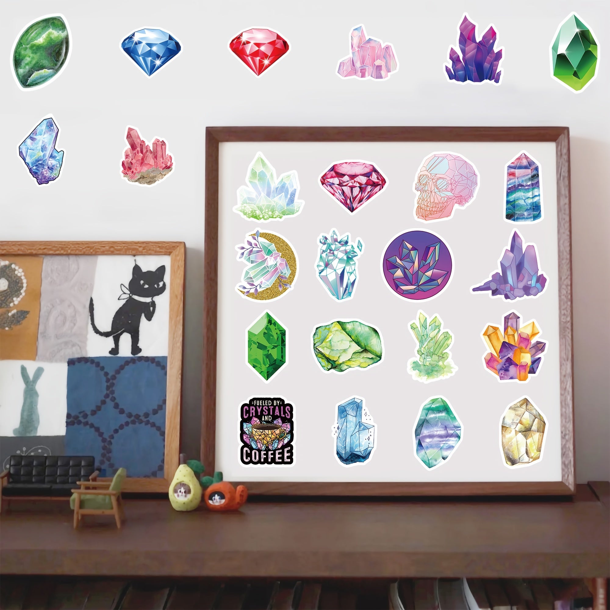 50pcs Crystal Stickers Laptop Water Bottle Bumper Skateboard Decor