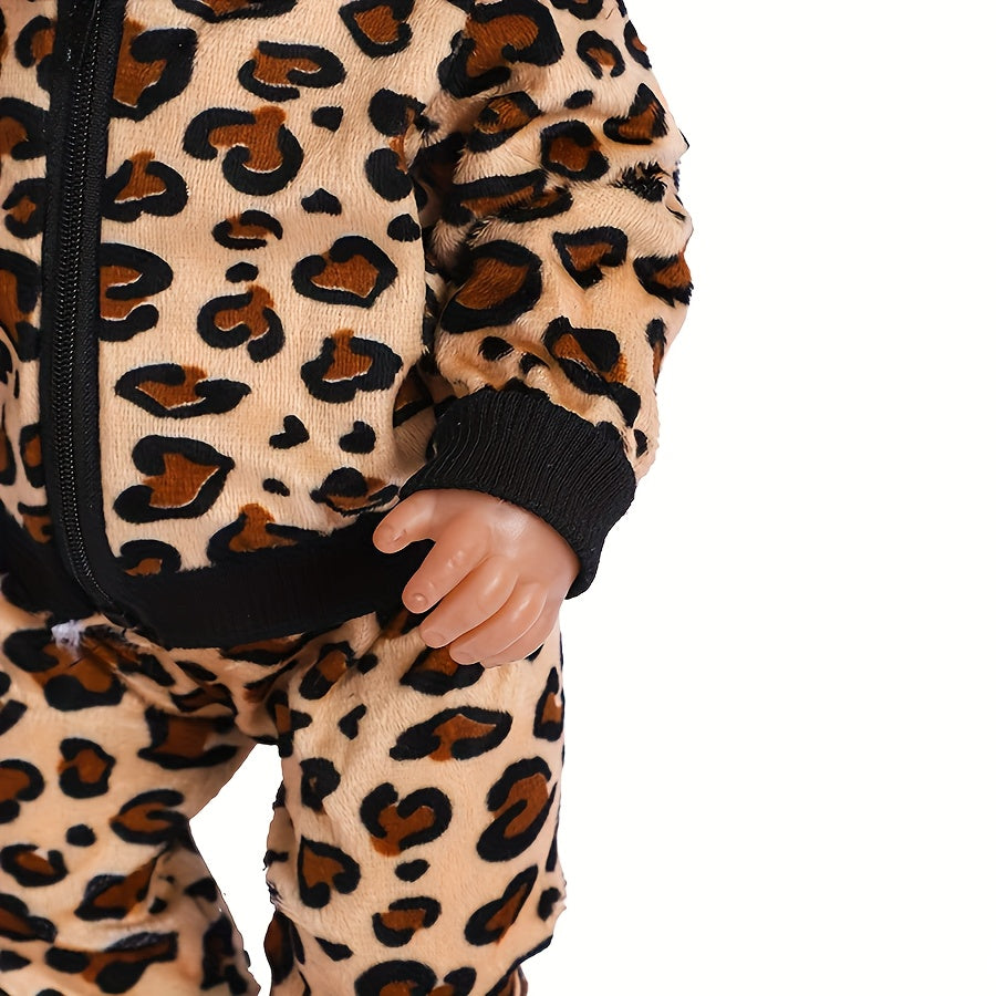 Leopard Print Baby Clothes Set for 16-18 Inch Dolls - No Doll