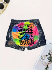 Letter Print Skinny Shorts for Women