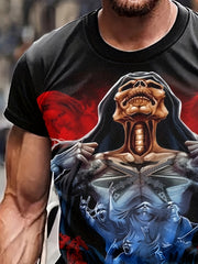 Skull 3D Pattern Print Men's Short Sleeve T-shirt Graphic Tee