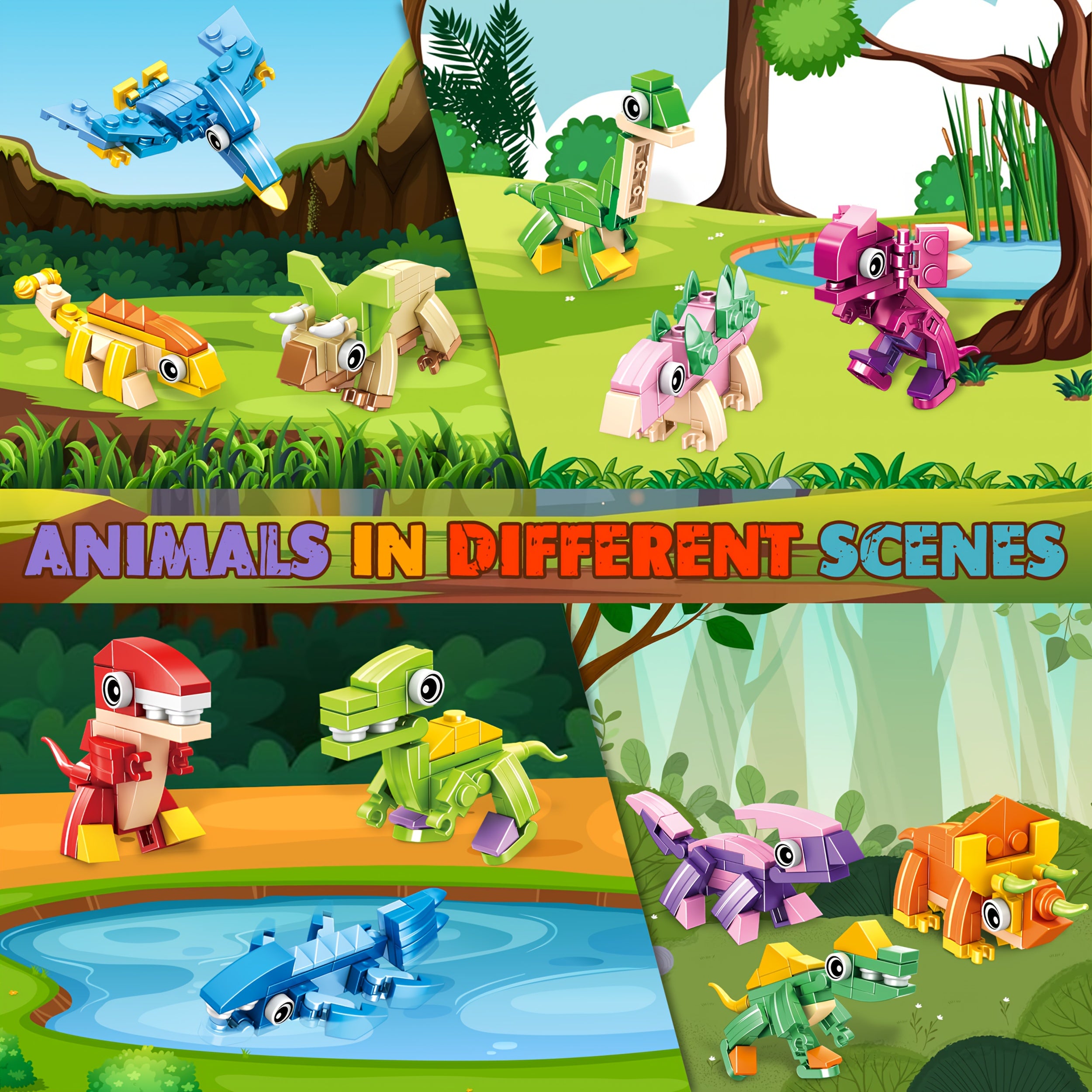 Dinosaur Series Building Block Set - 3-in-1 Combo for Colorful Kingdom