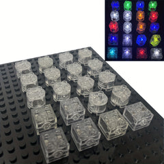 20pcs Light Up Bricks Accessory Kit, 2x2 Classic Clear LED Light Bricks Set