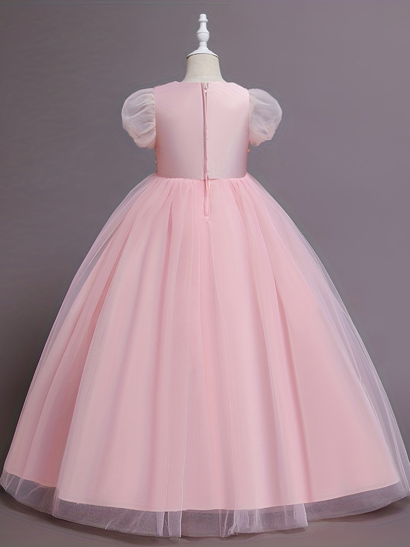 Sequins Princess Dress Puff Sleeves Fit Flare Girls Birthday Show