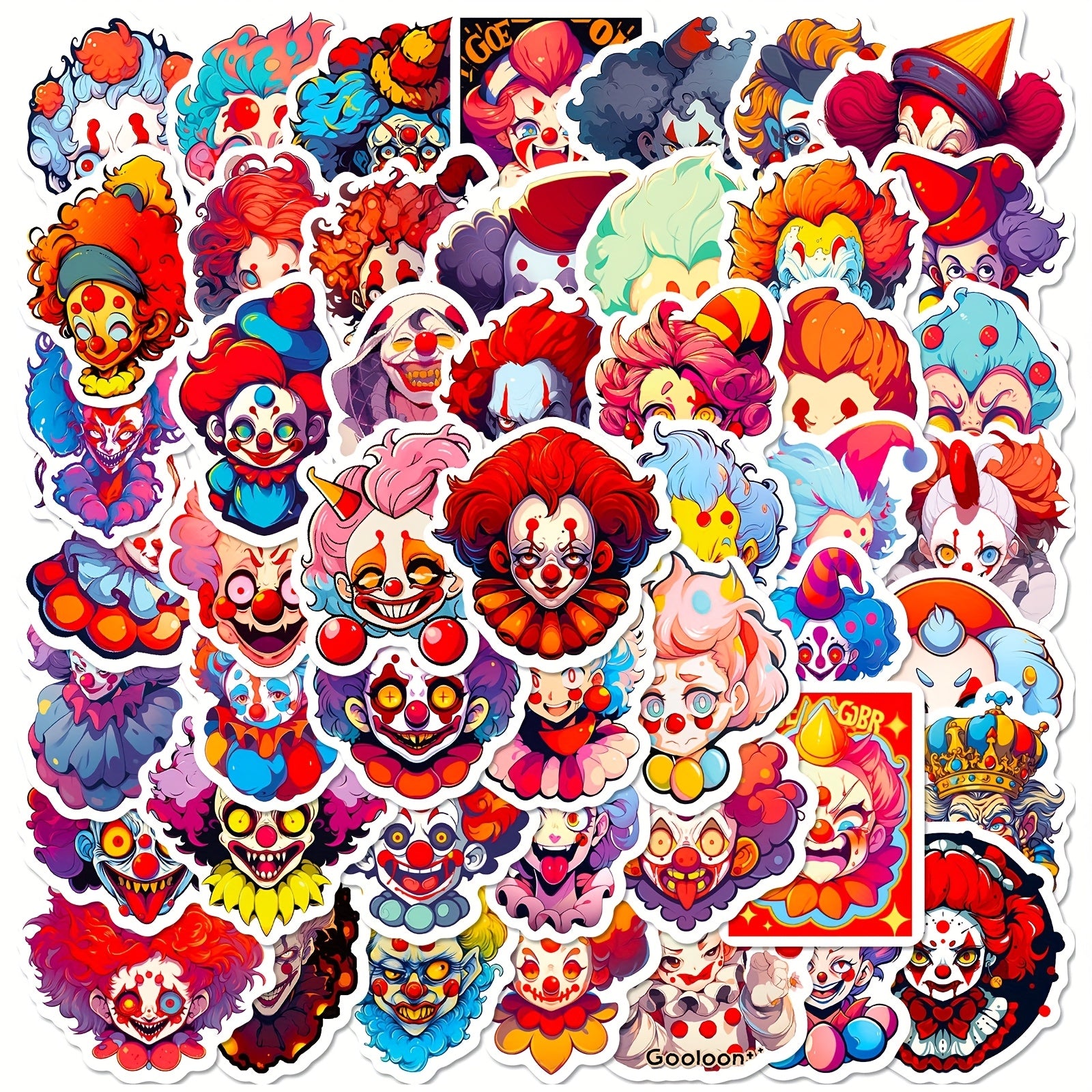 Macabre Circus Clown Stickers for Street Culture Enthusiasts