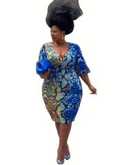Sexy Dress Women's Plus Snake Print Dress