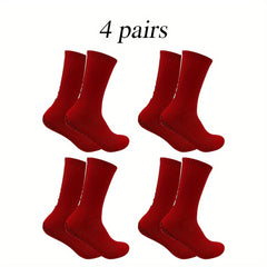 4 Pairs Non Slip Football Socks Breathable Crew Outdoor Sports Soccer Socks