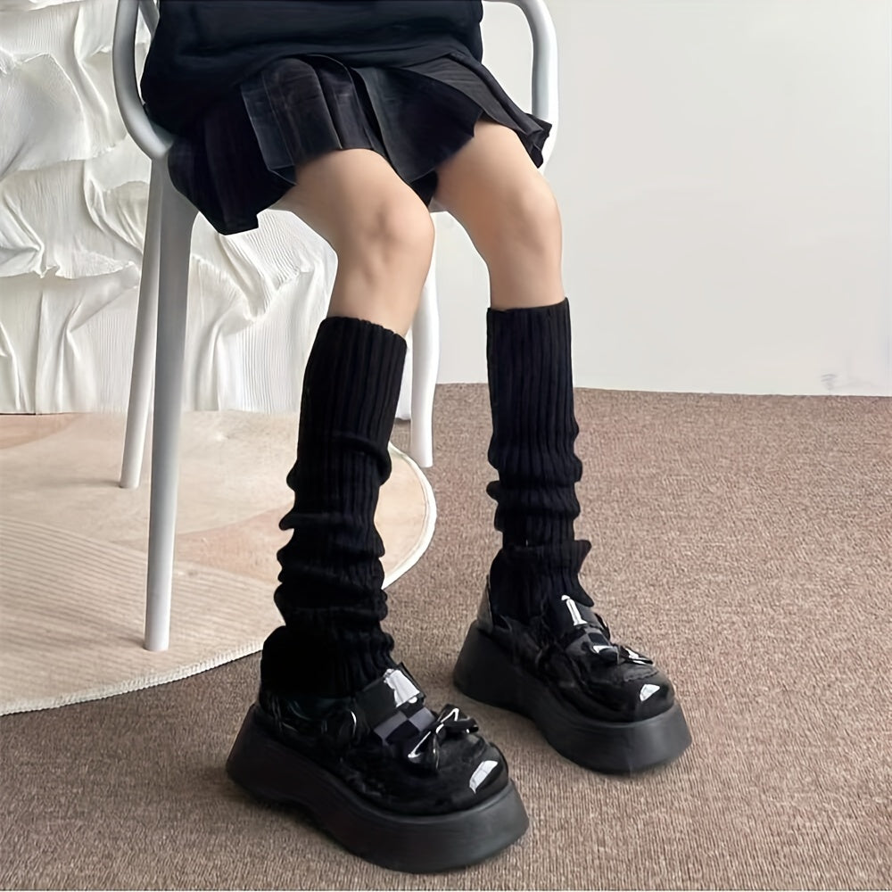 Rib Knit Leg Warmers Knee High Socks Women's Stockings & Hosiery