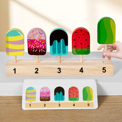 Wooden Fruit Popsicle Matching Puzzle Game Colorful Educational Toy