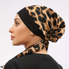 Leopard Print Turban Head Scarf Beanie Cap Chemo Hat