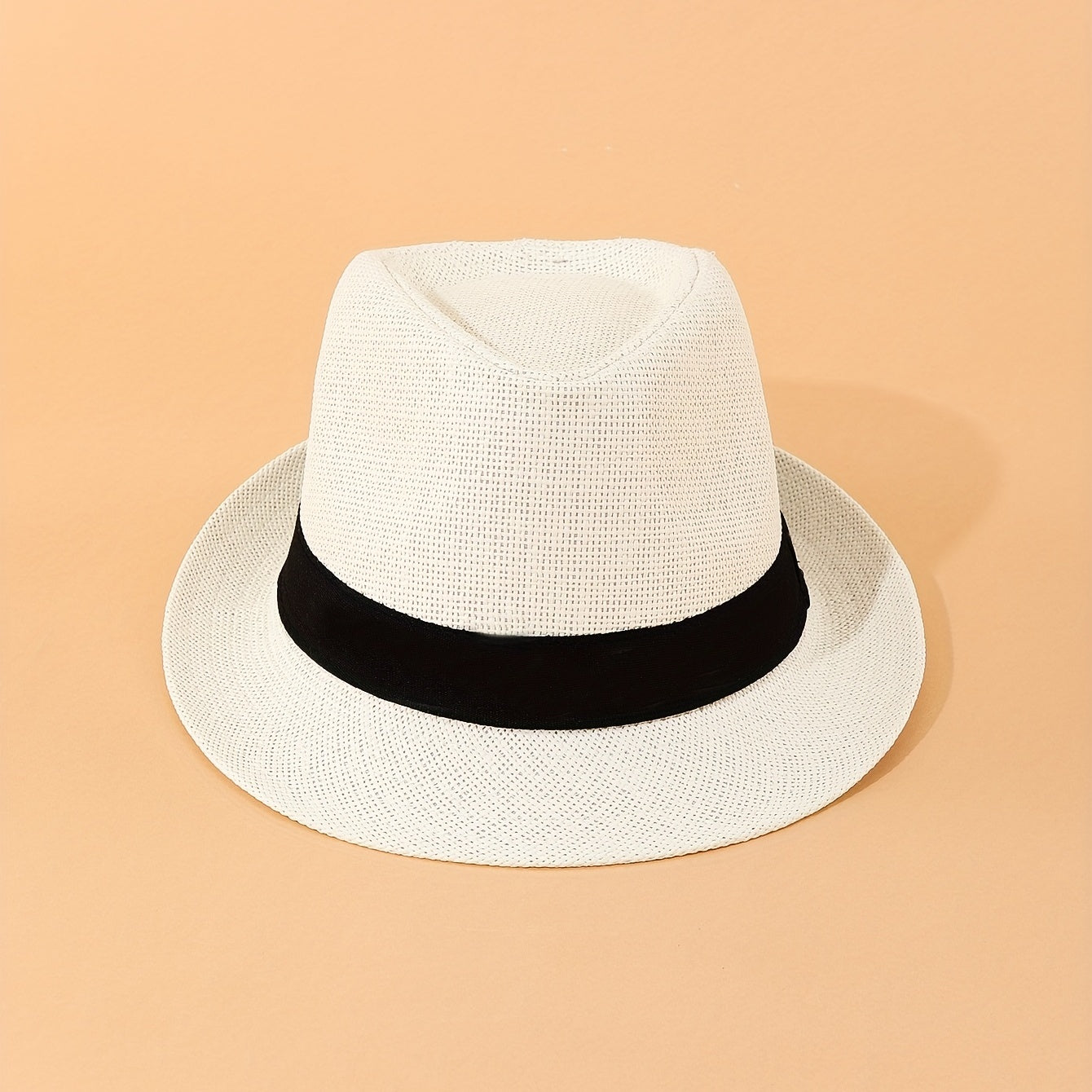 Rolled Brim Jazz Sun Hat Beige Top Hat Hollow Out Straw Hat