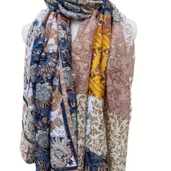 Hot Stamping Scarf Boho Flower Print Headwrap Casual Shawl Women