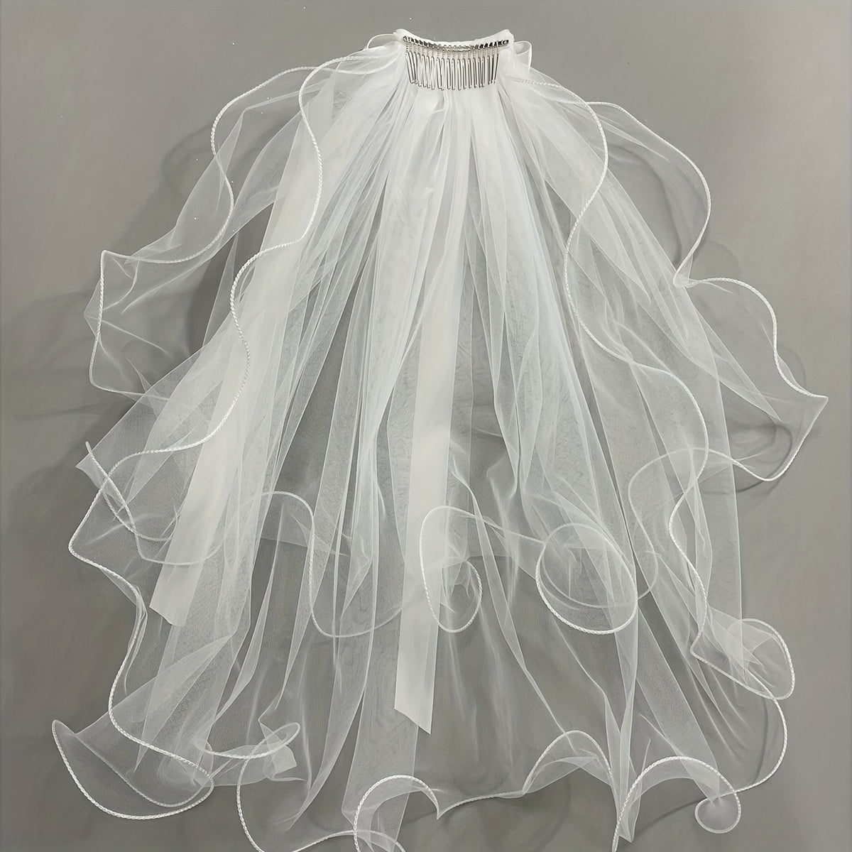 Wedding Bridal Veil Ivory Tulle Cape Soft Mesh