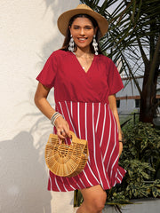 V Neck Tee Dress Women's Plus Casual Short Dress