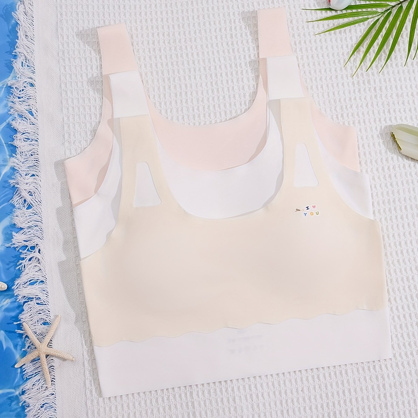 3pcs Seamless Bra Solid Underwear No Steel Ring Breathable Soft Bralette
