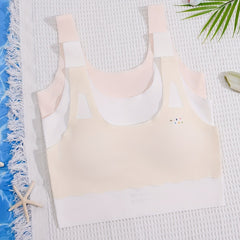 3pcs Seamless Bra Solid Underwear No Steel Ring Breathable Soft Bralette