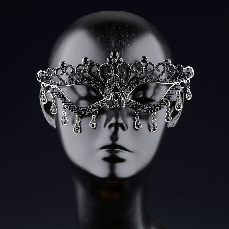 Bridal Dance Mask Headdress Wedding Decor Rhinestone Tassel Face Cover