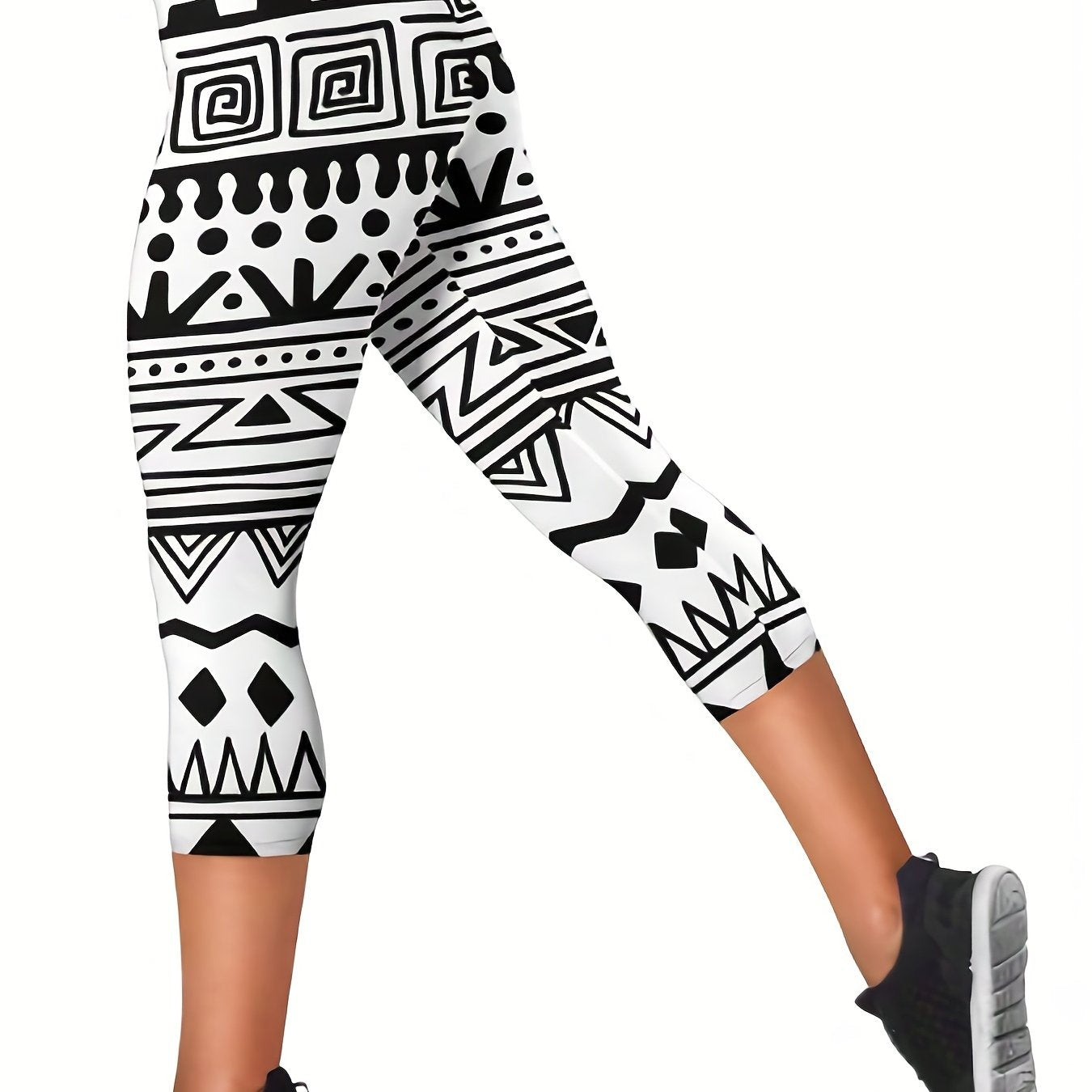 Geometric Print Skinny Capris Leggings for Women