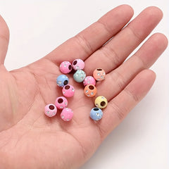 100pcs 8mm Acrylic Beads Large Hole Candy Color Rhinestone Inlaid Loose Beads