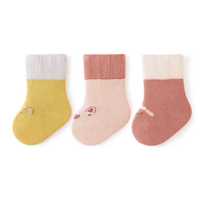 3 Pairs Baby Cartoon Pattern Socks for Autumn Winter