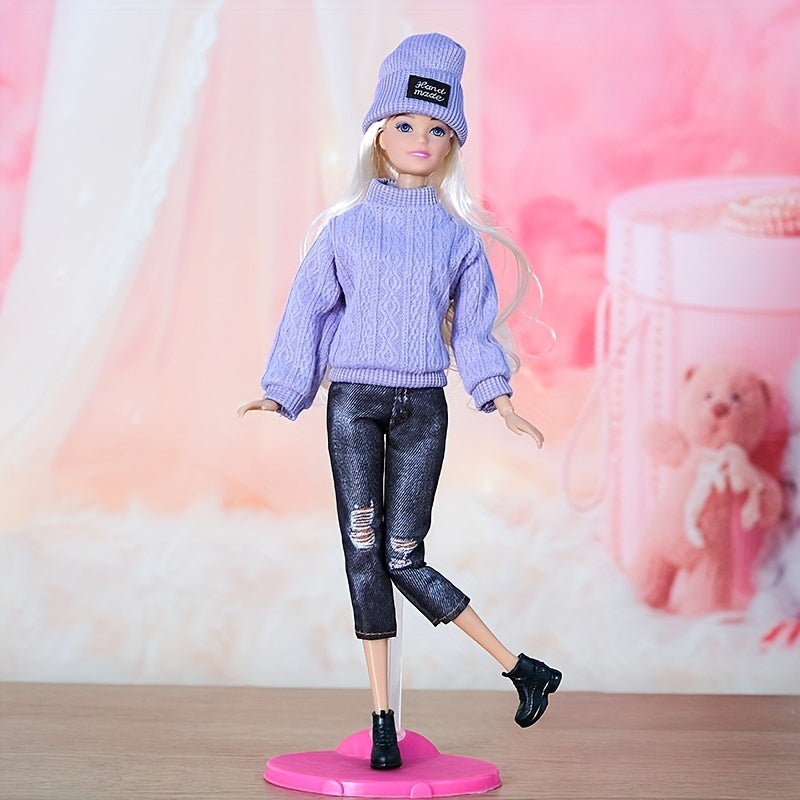 Multicolored Outfit Sweater Jeans Hat for 29 97 cm Doll