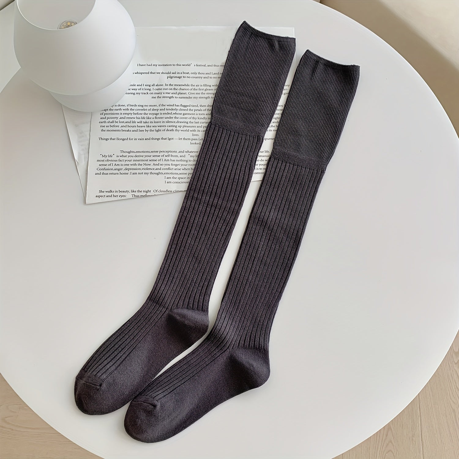 Solid Thigh High Socks Comfy Over The Knee Socks Women's Stockings