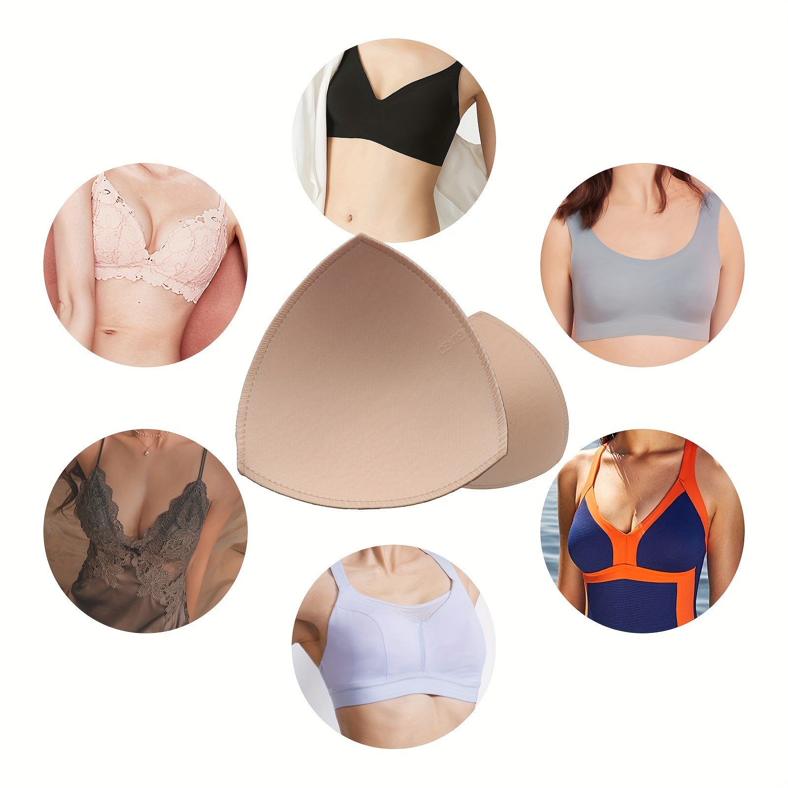 Triangle Cups Bra Insert Pads Soft & Comfy Chest Enhancer Pads Women's Lingerie