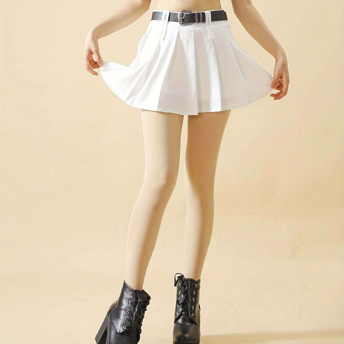 Solid High Waist Elastic Slim Footed Pantyhose