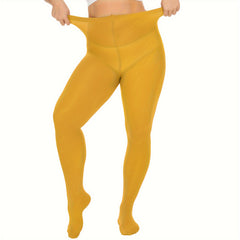 Basic Tights Women's Plus Solid Tummy Control High Waisted Pantyhose