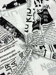 Newspaper Print Twist Front Top & Pants Set