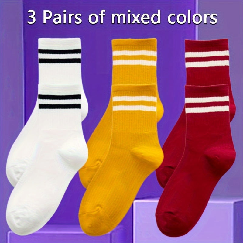Striped Crew Socks Women's Mid Tube Stockings