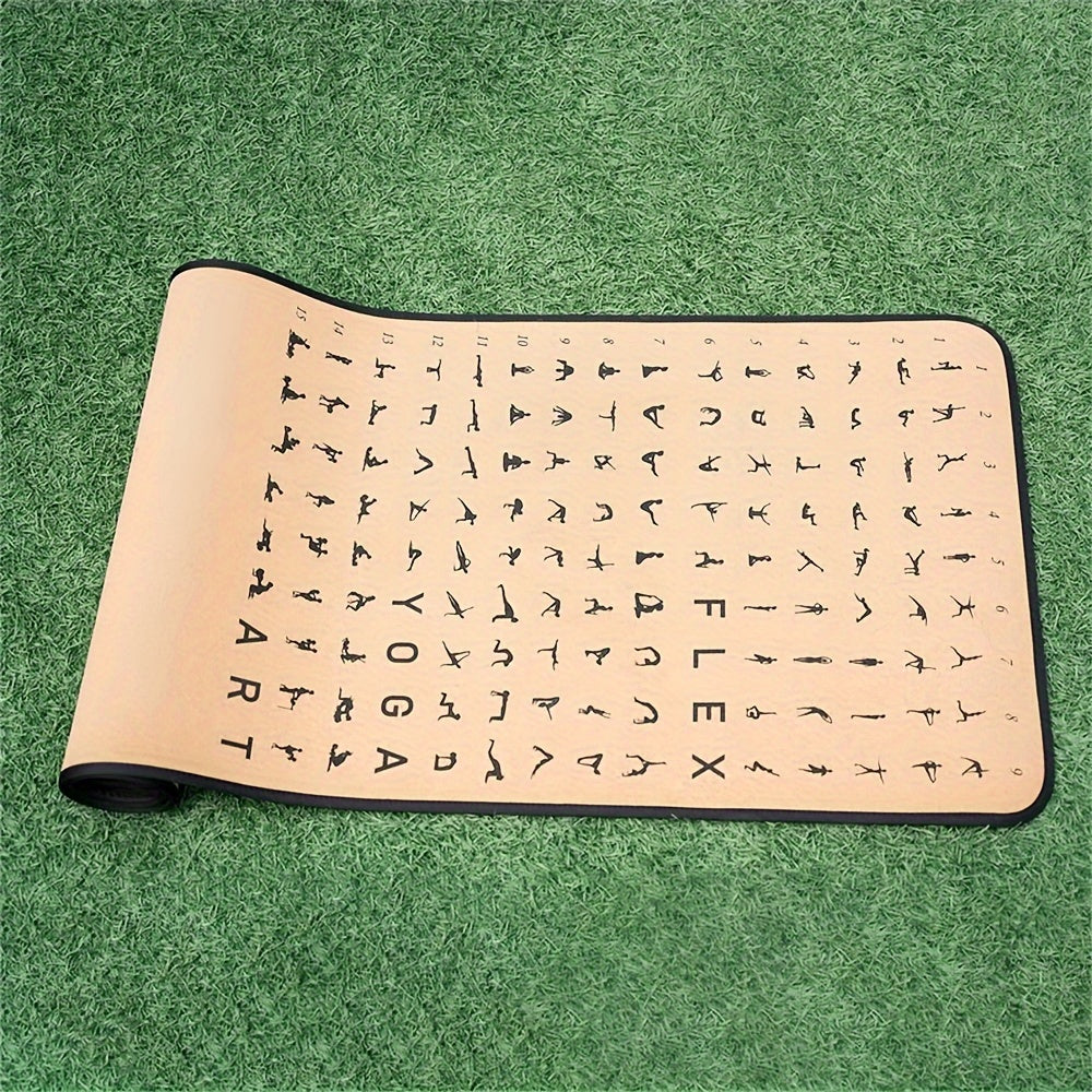 Non Slip Cork Yoga Mat with Yoga Posture Print