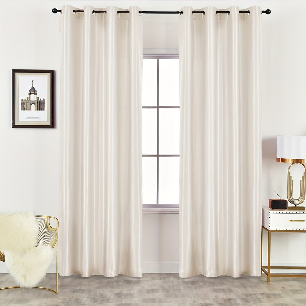 Panel Glossy Solid Curtains Translucent Half Blackout Curtains