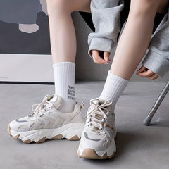 4 Pairs Letter Print Socks Breathable Mid Tube Women's Stockings