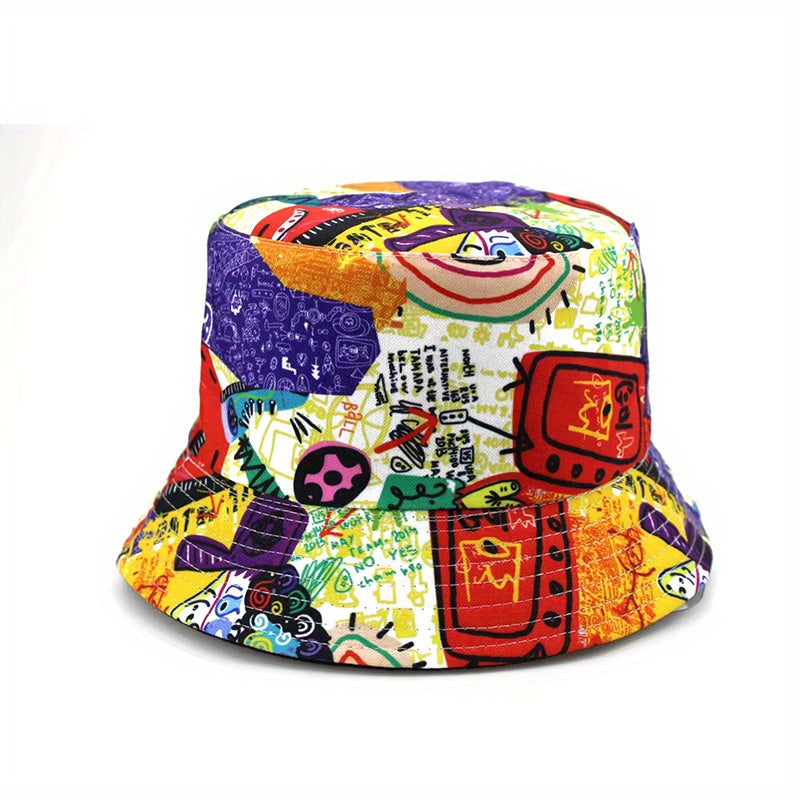 1pc Personalized Print Bucket Hat Double Sided Sun Hat
