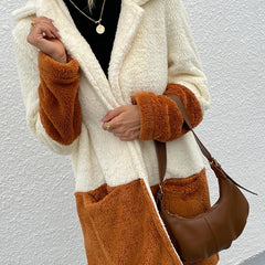 Women's Velvet Lapel Jacket Sweater with Large Pockets