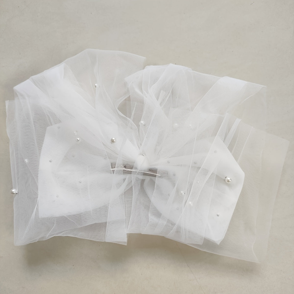 Bow Veil Mesh Faux Pearl Headpiece Wedding Banquet Party